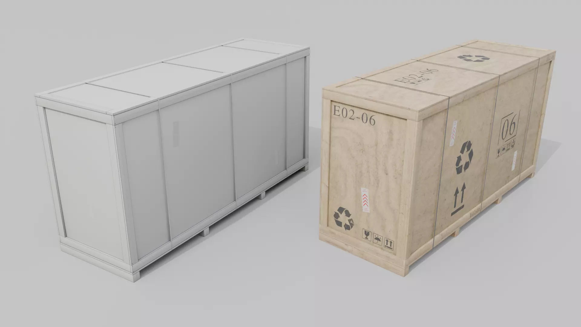 Customizable Wooden Crate Set - Industrial Layout 3D Model Collection_51