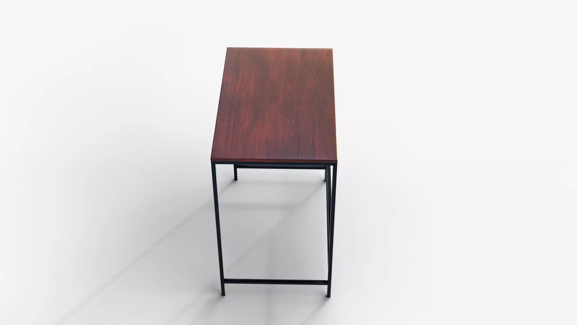 Modern Wooden Top Study and Work Table - Minimalist Metal Frame Low-poly 3D model_3