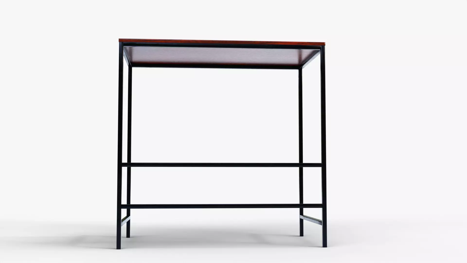 Modern Wooden Top Study and Work Table - Minimalist Metal Frame Low-poly 3D model_2