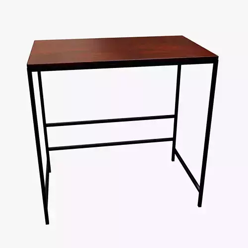 Modern Wooden Top Study and Work Table - Minimalist Metal Frame 3D model