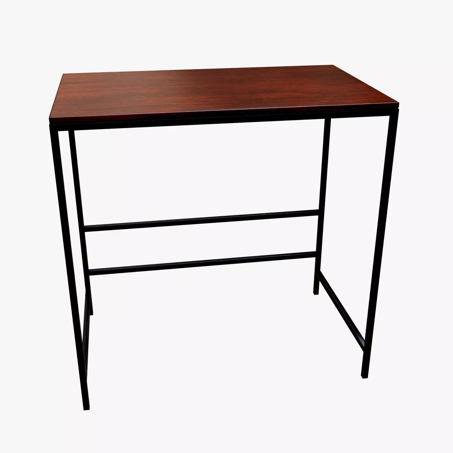 Modern Wooden Top Study and Work Table - Minimalist Metal Frame Low-poly 3D model_0