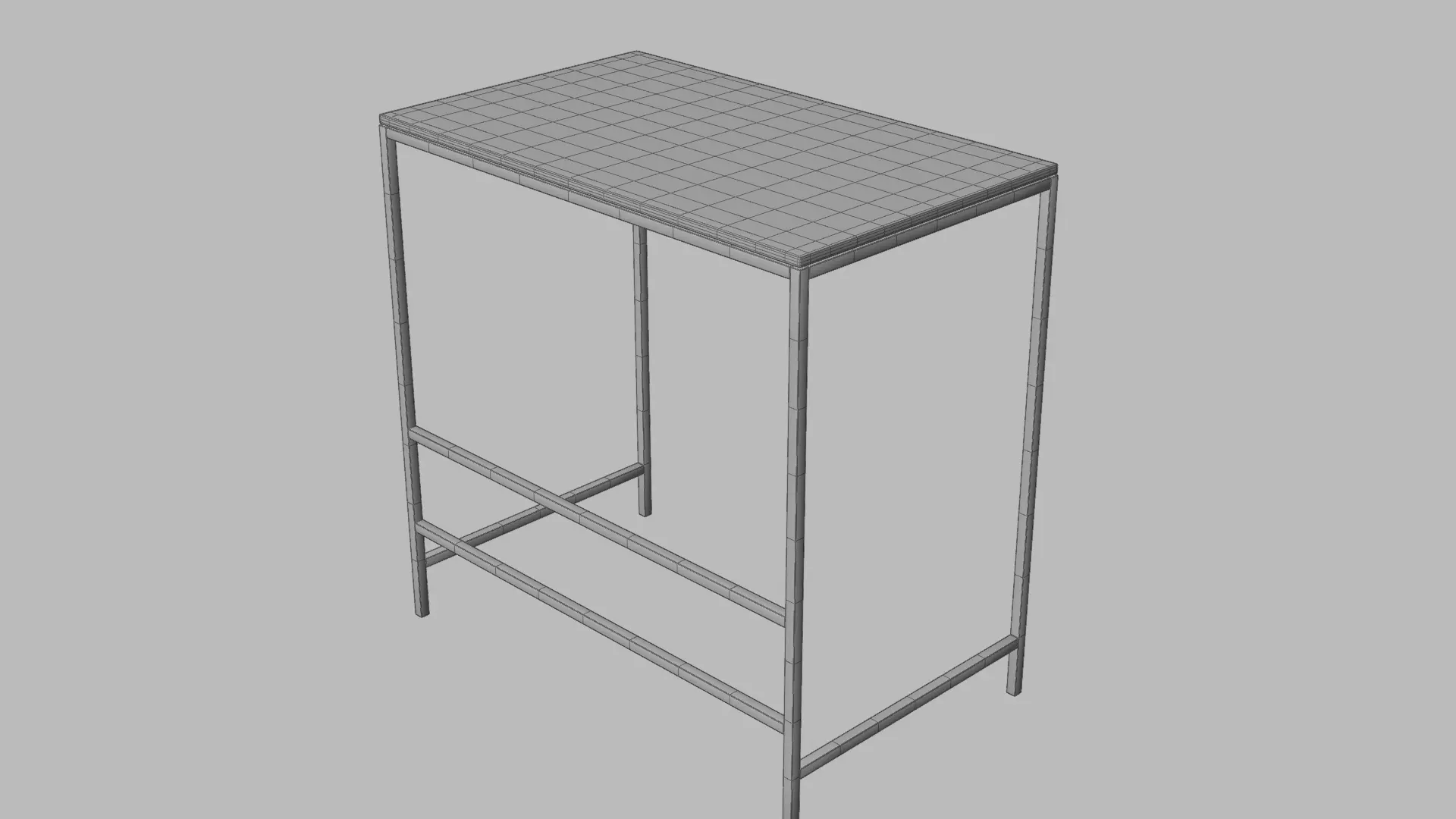 Modern Wooden Top Study and Work Table - Minimalist Metal Frame Low-poly 3D model_7