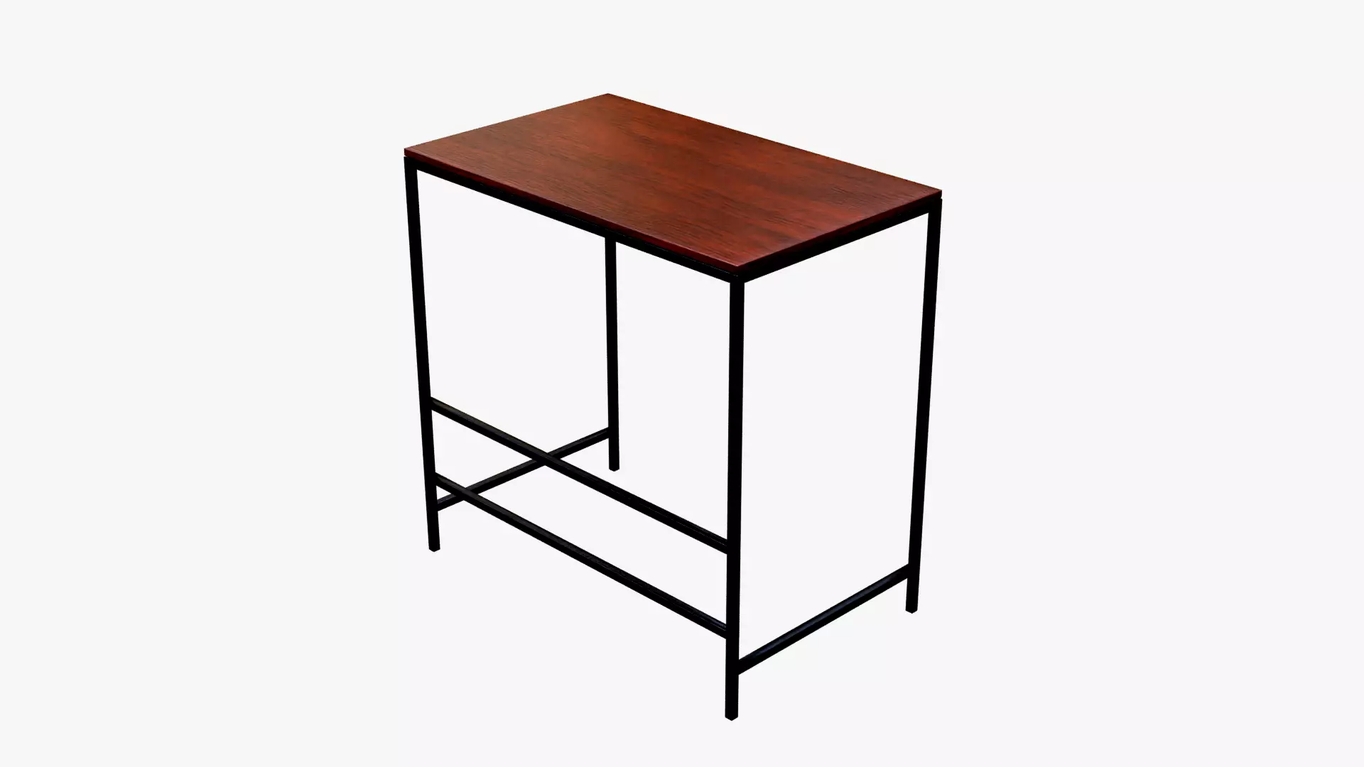 Modern Wooden Top Study and Work Table - Minimalist Metal Frame Low-poly 3D model_5