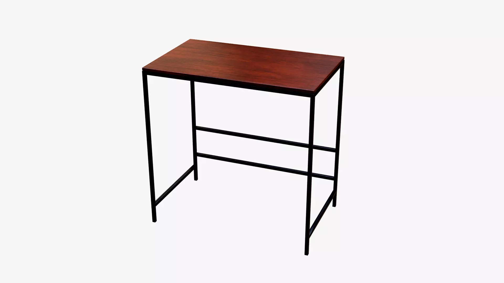 Modern Wooden Top Study and Work Table - Minimalist Metal Frame Low-poly 3D model_4