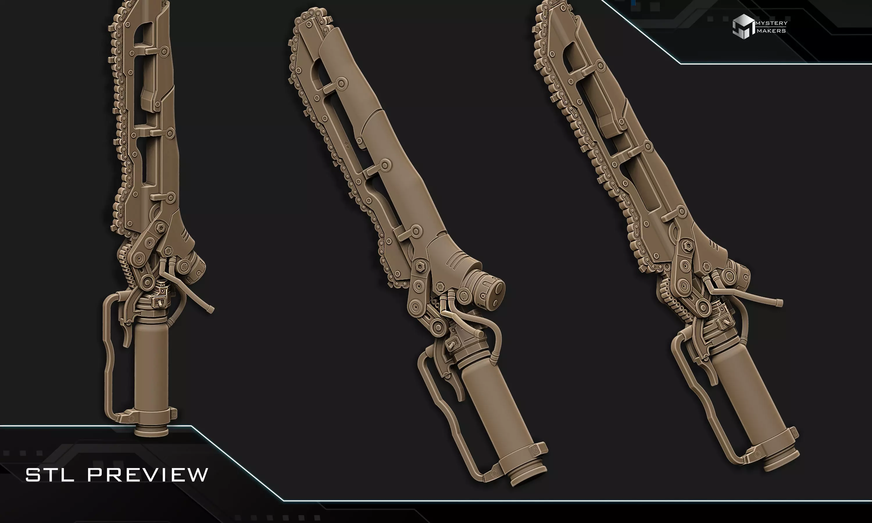 Ripper chain sword  3D print model_1