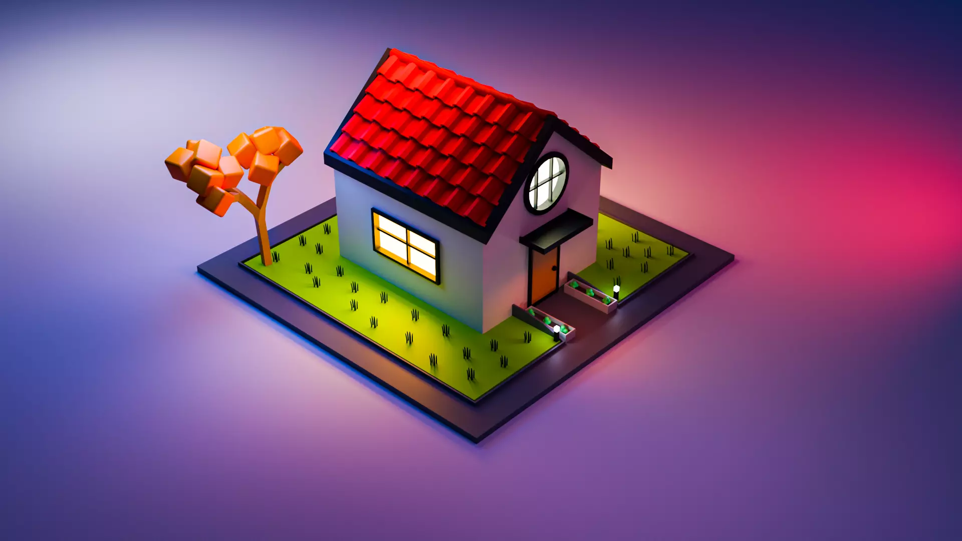 Low Poly House 3D Model Low-poly 3D model_3