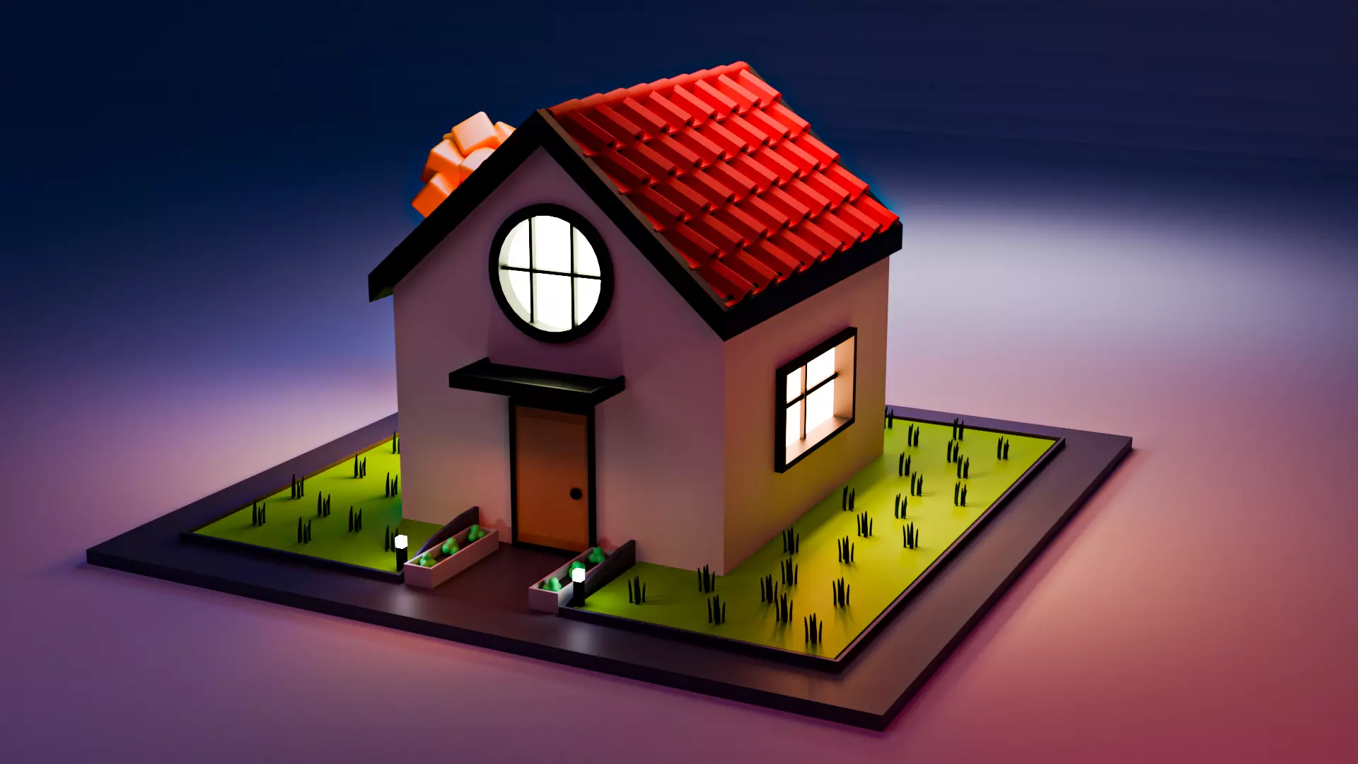 Low Poly House 3D Model Low-poly 3D model_2
