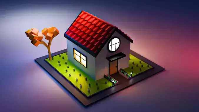 Low Poly House 3D Model Low-poly 3D model