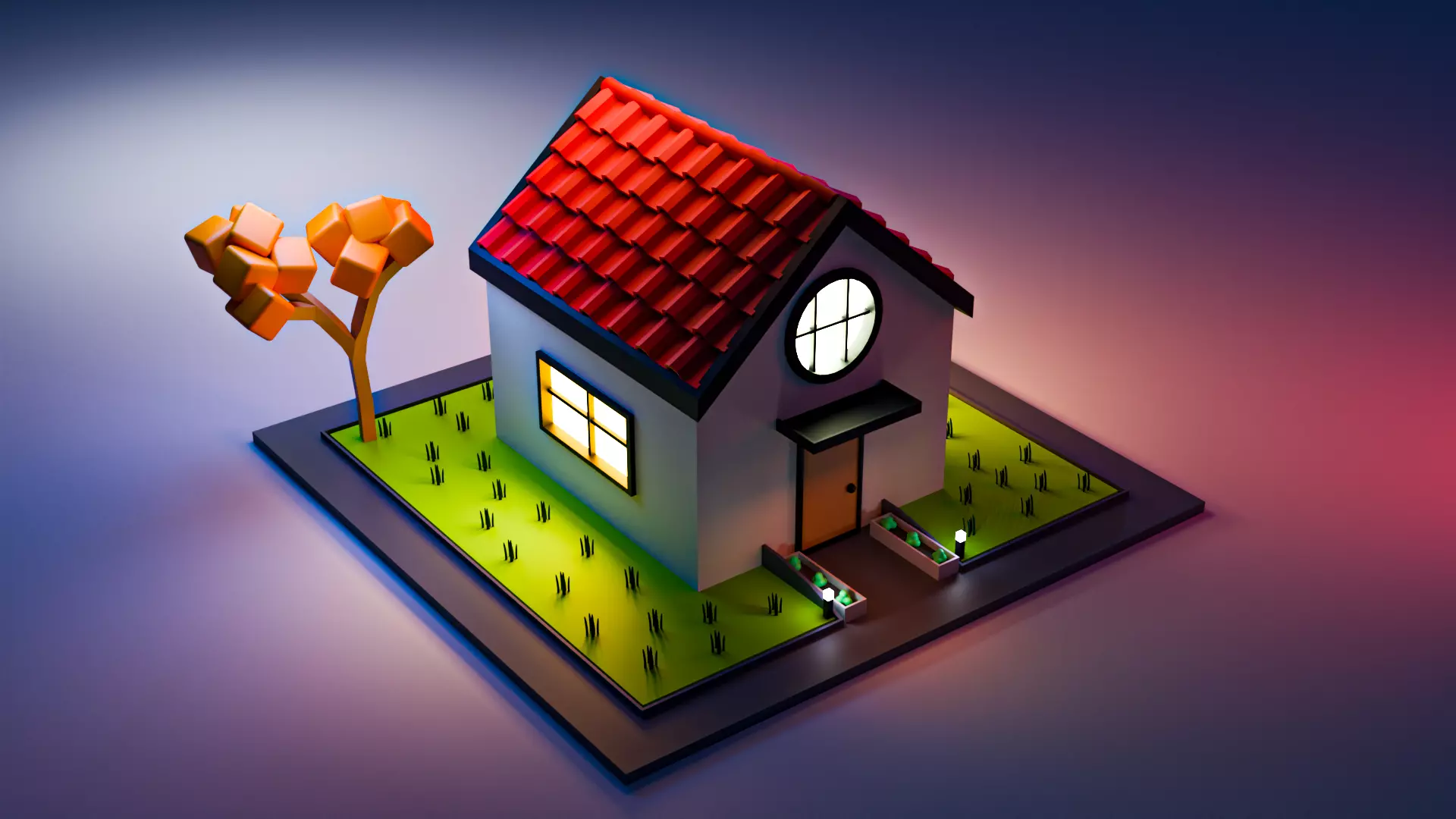 Low Poly House 3D Model Low-poly 3D model_0
