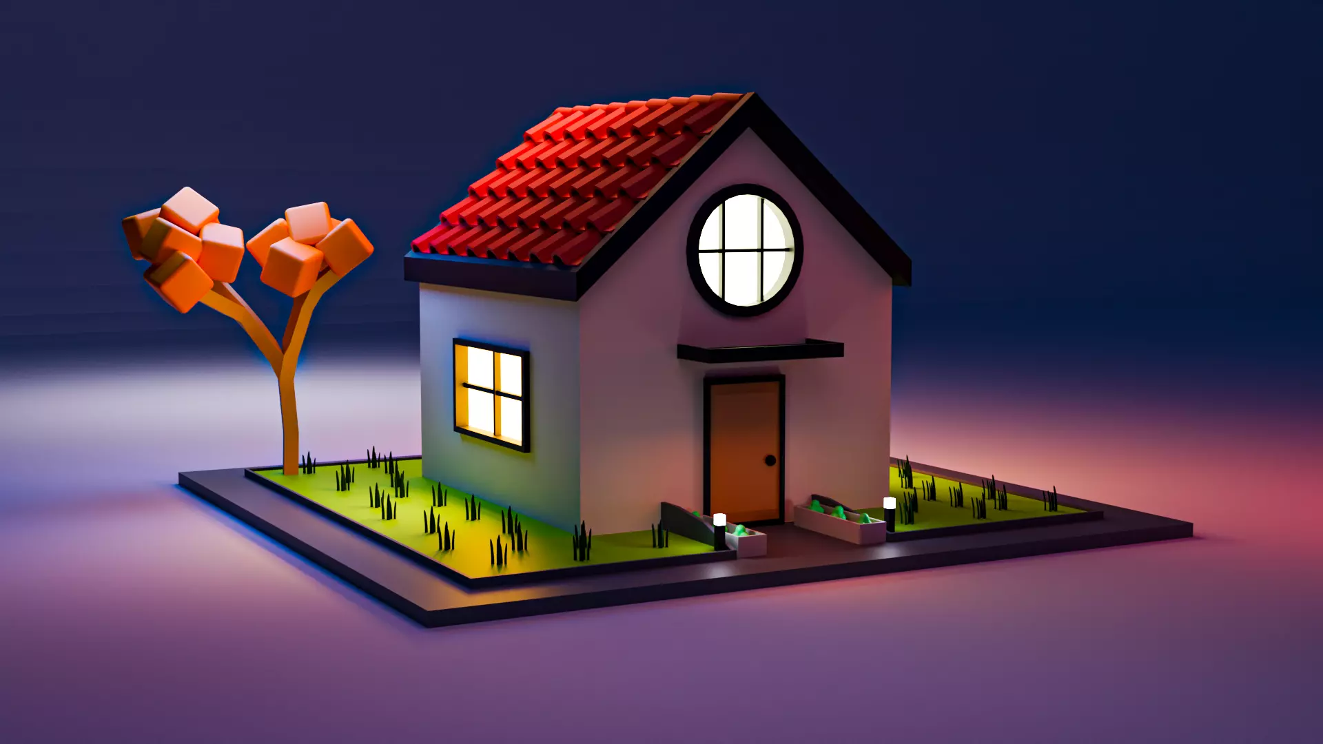 Low Poly House 3D Model Low-poly 3D model_1