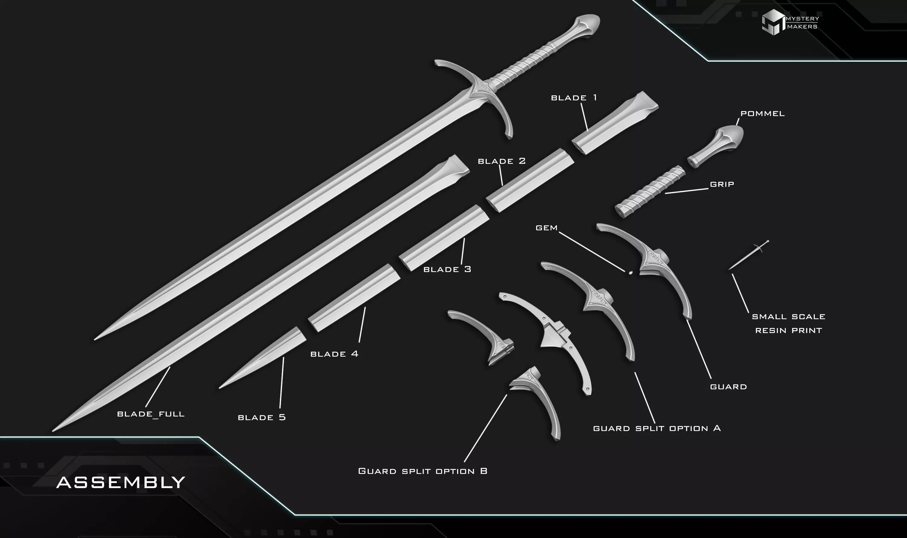 Glamdring sword with display stand 3D print model_3