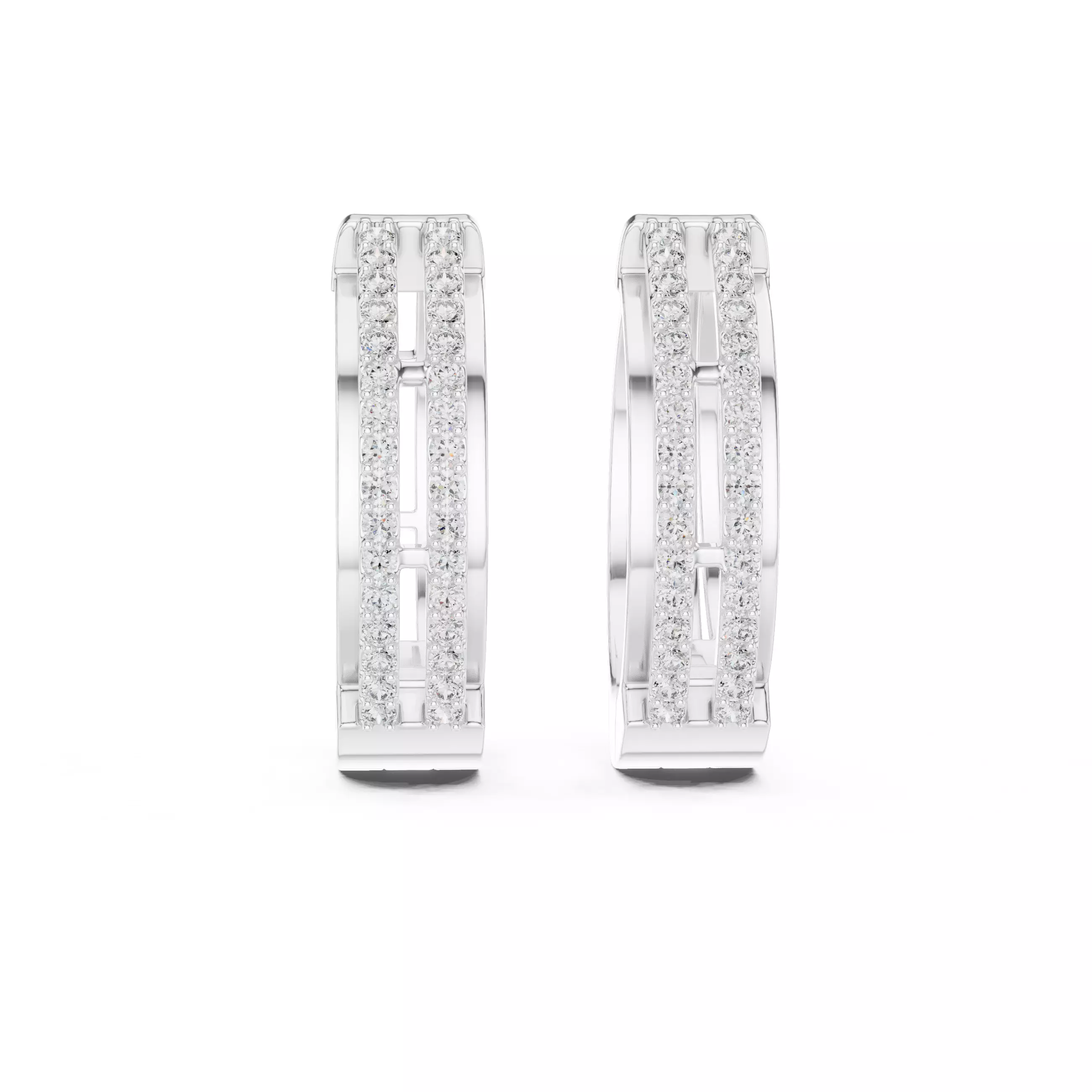 Diamond Hoops Earrings 3dm stl renders animation videos details 3D print model_9