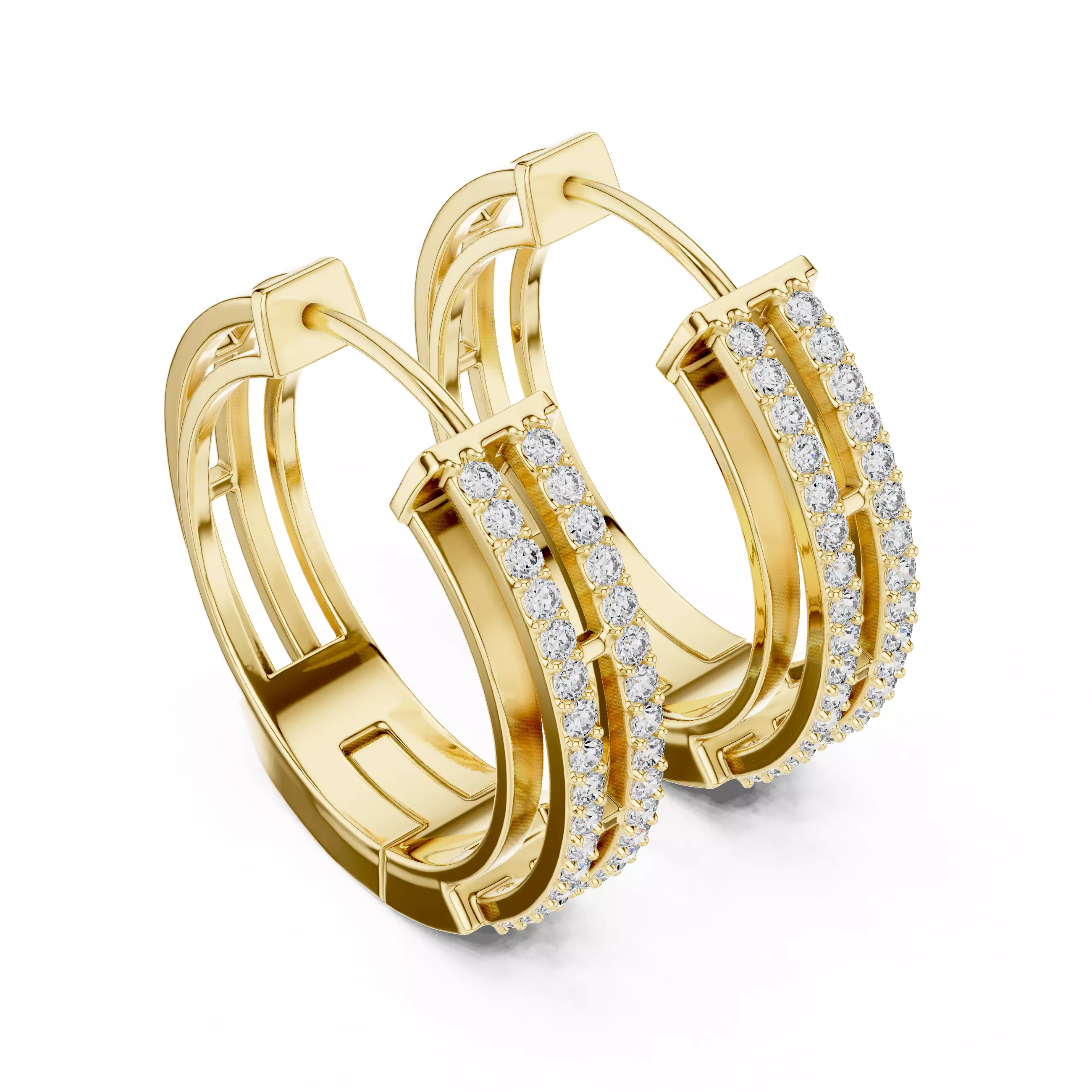 Diamond Hoops Earrings 3dm stl renders animation videos details 3D print model_11