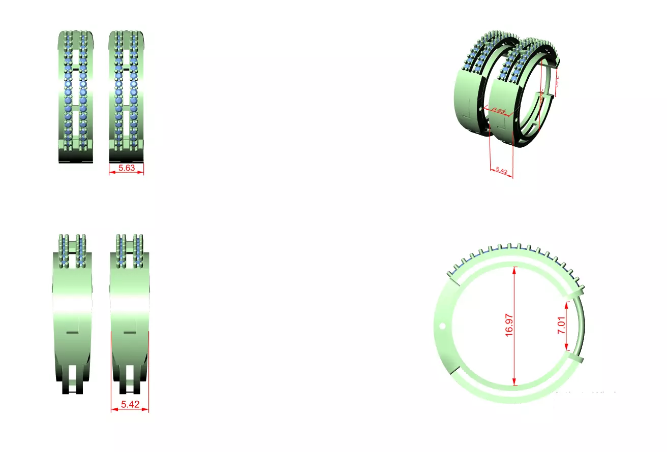 Diamond Hoops Earrings 3dm stl renders animation videos details 3D print model_3