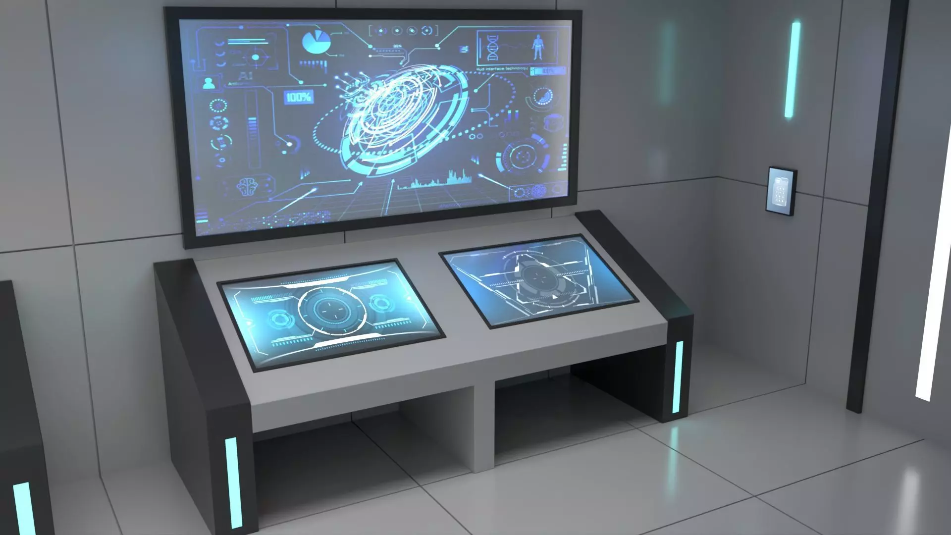 Sci Fi Futuristic Control Room Low-poly 3D model_6