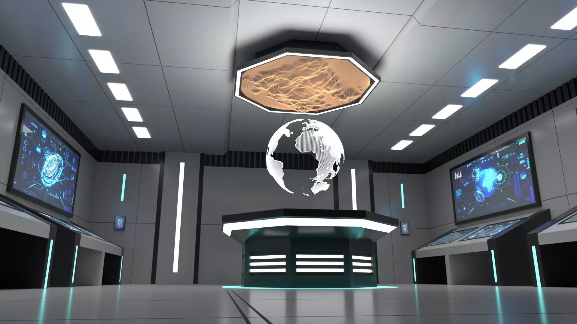 Sci Fi Futuristic Control Room Low-poly 3D model_12