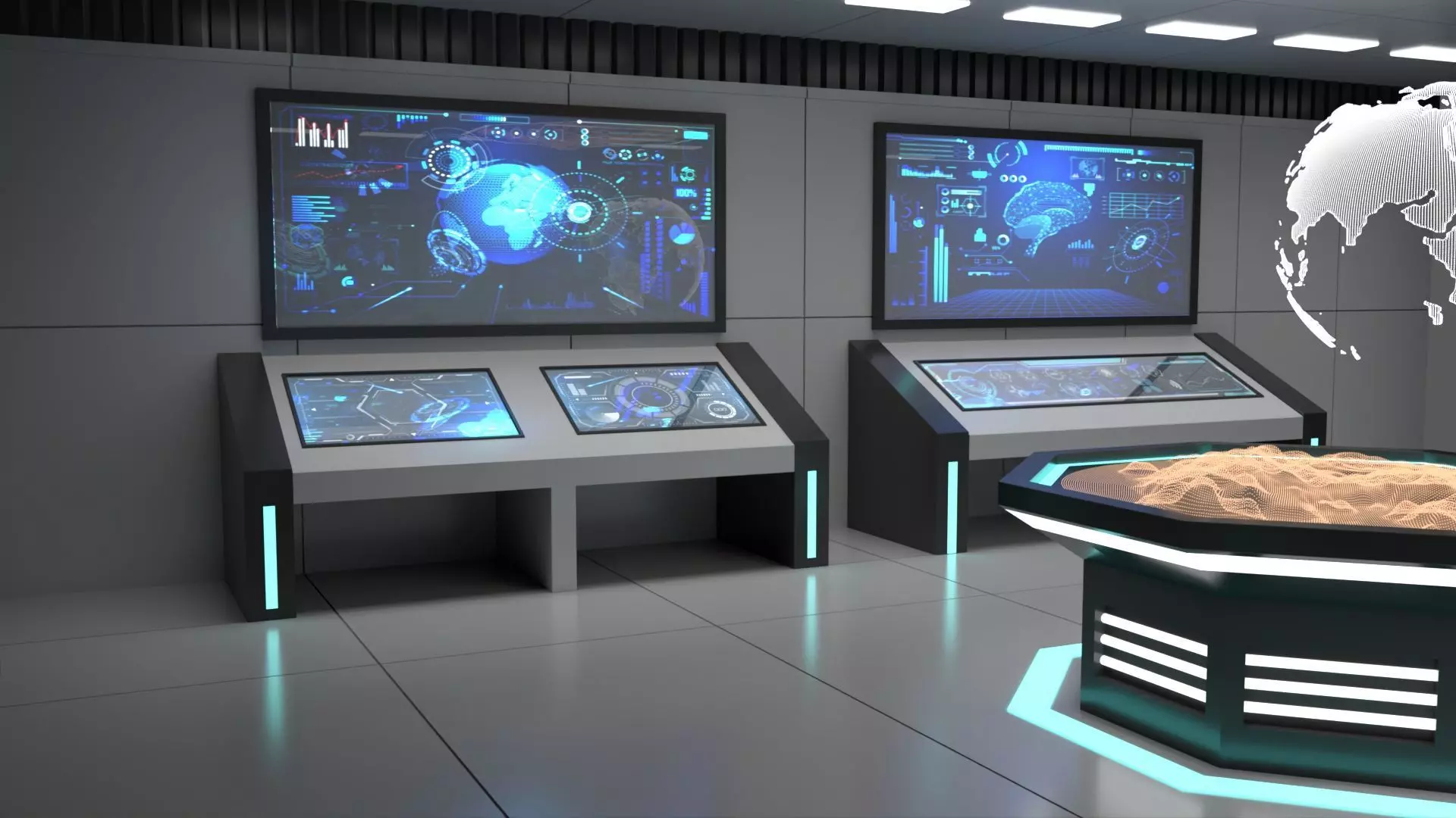Sci Fi Futuristic Control Room Low-poly 3D model_9