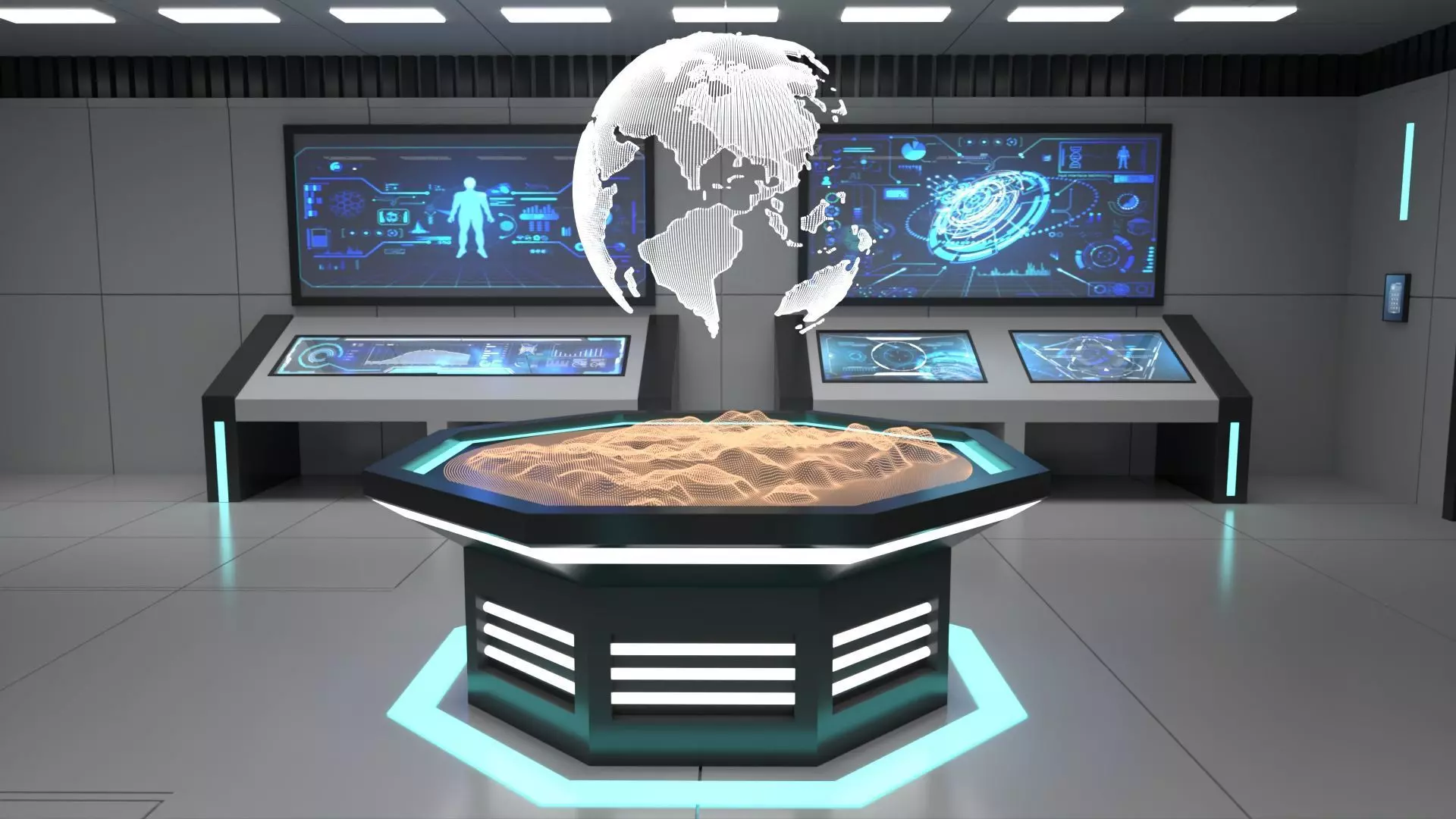 Sci Fi Futuristic Control Room Low-poly 3D model_10