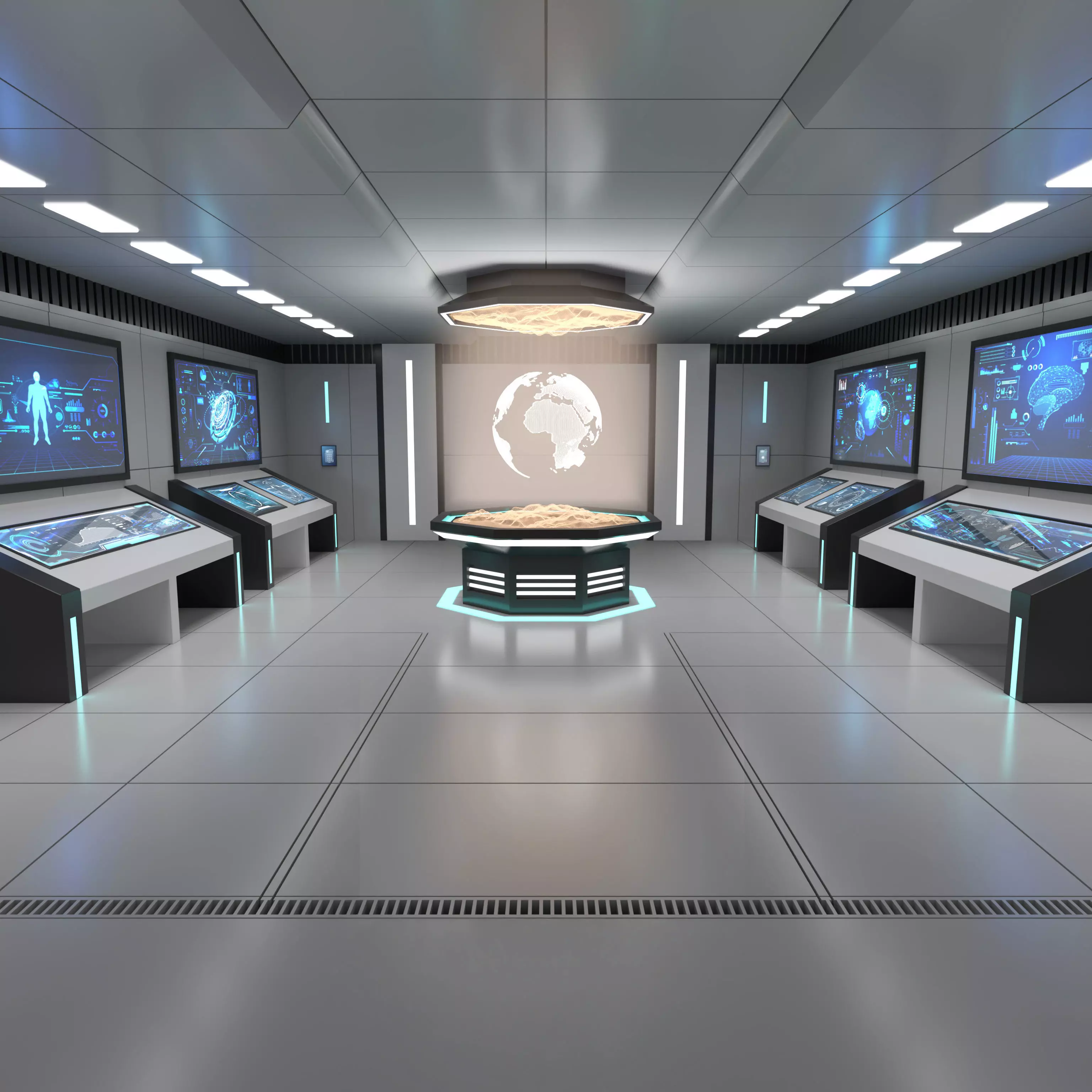 Sci Fi Futuristic Control Room Low-poly 3D model_0
