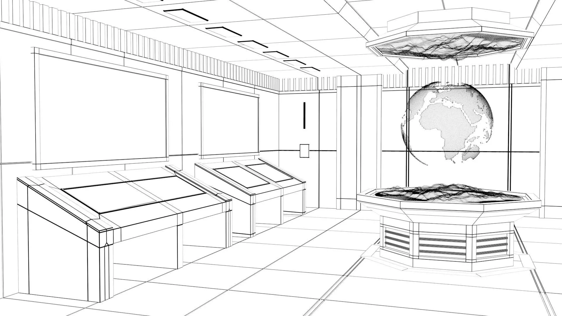 Sci Fi Futuristic Control Room Low-poly 3D model_15