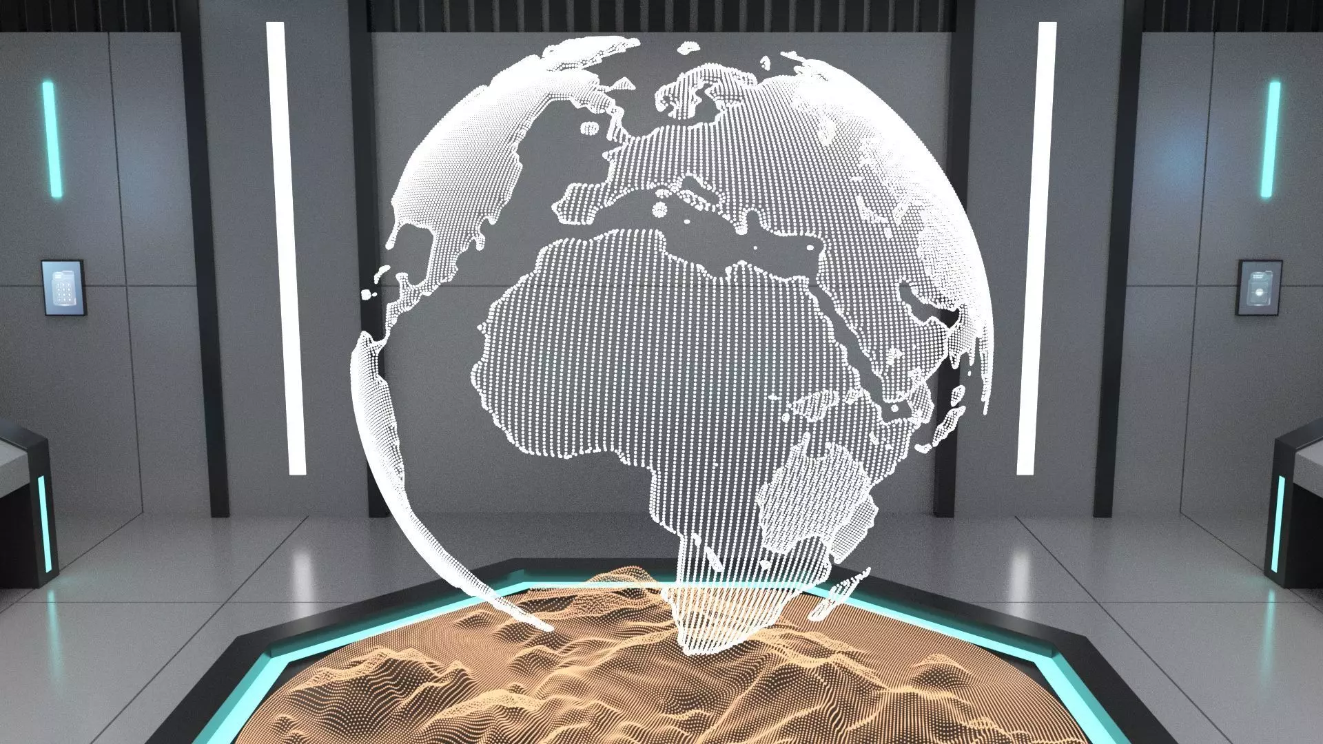 Sci Fi Futuristic Control Room Low-poly 3D model_5