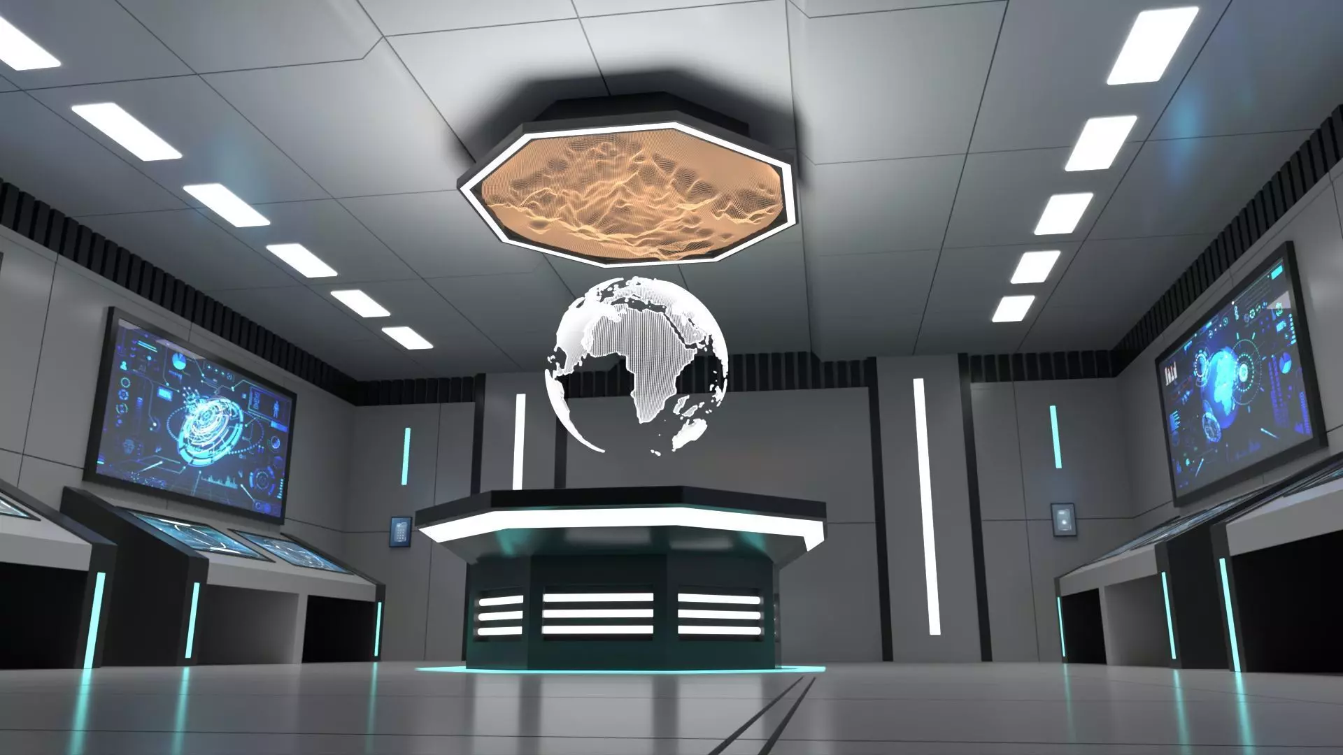 Sci Fi Futuristic Control Room Low-poly 3D model_13