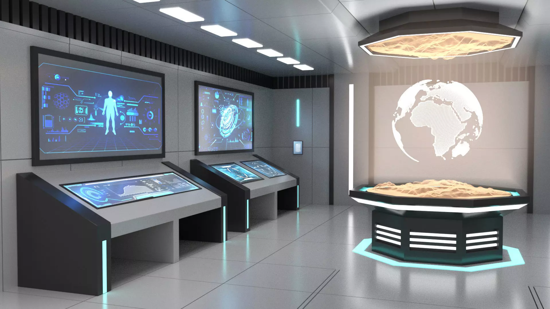 Sci Fi Futuristic Control Room Low-poly 3D model_2