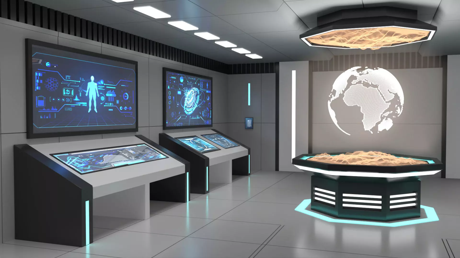Sci Fi Futuristic Control Room Low-poly 3D model_3