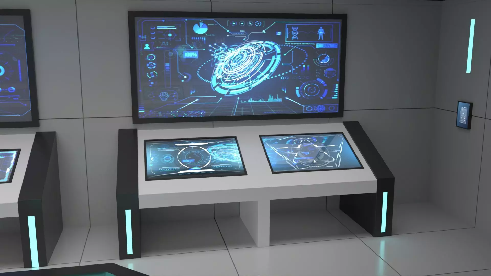 Sci Fi Futuristic Control Room Low-poly 3D model_7