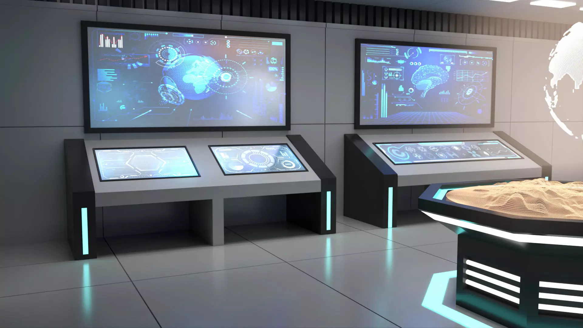 Sci Fi Futuristic Control Room Low-poly 3D model_8
