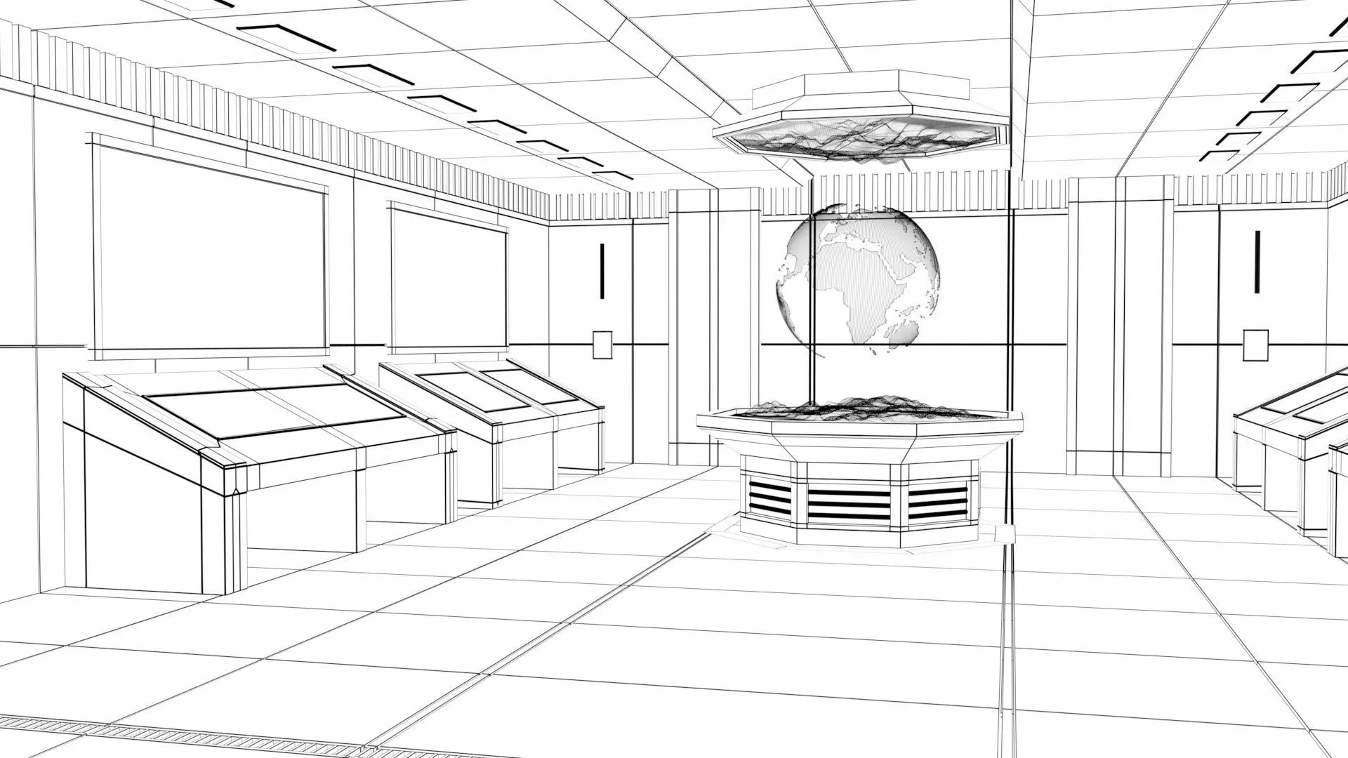 Sci Fi Futuristic Control Room Low-poly 3D model_18