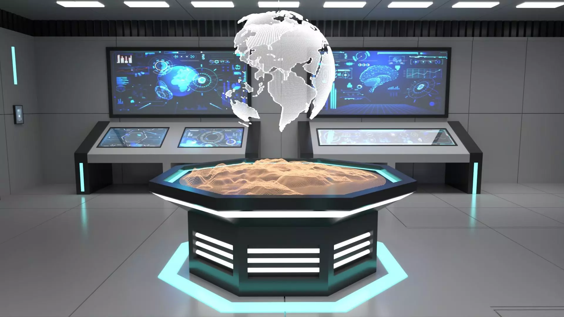 Sci Fi Futuristic Control Room Low-poly 3D model_11