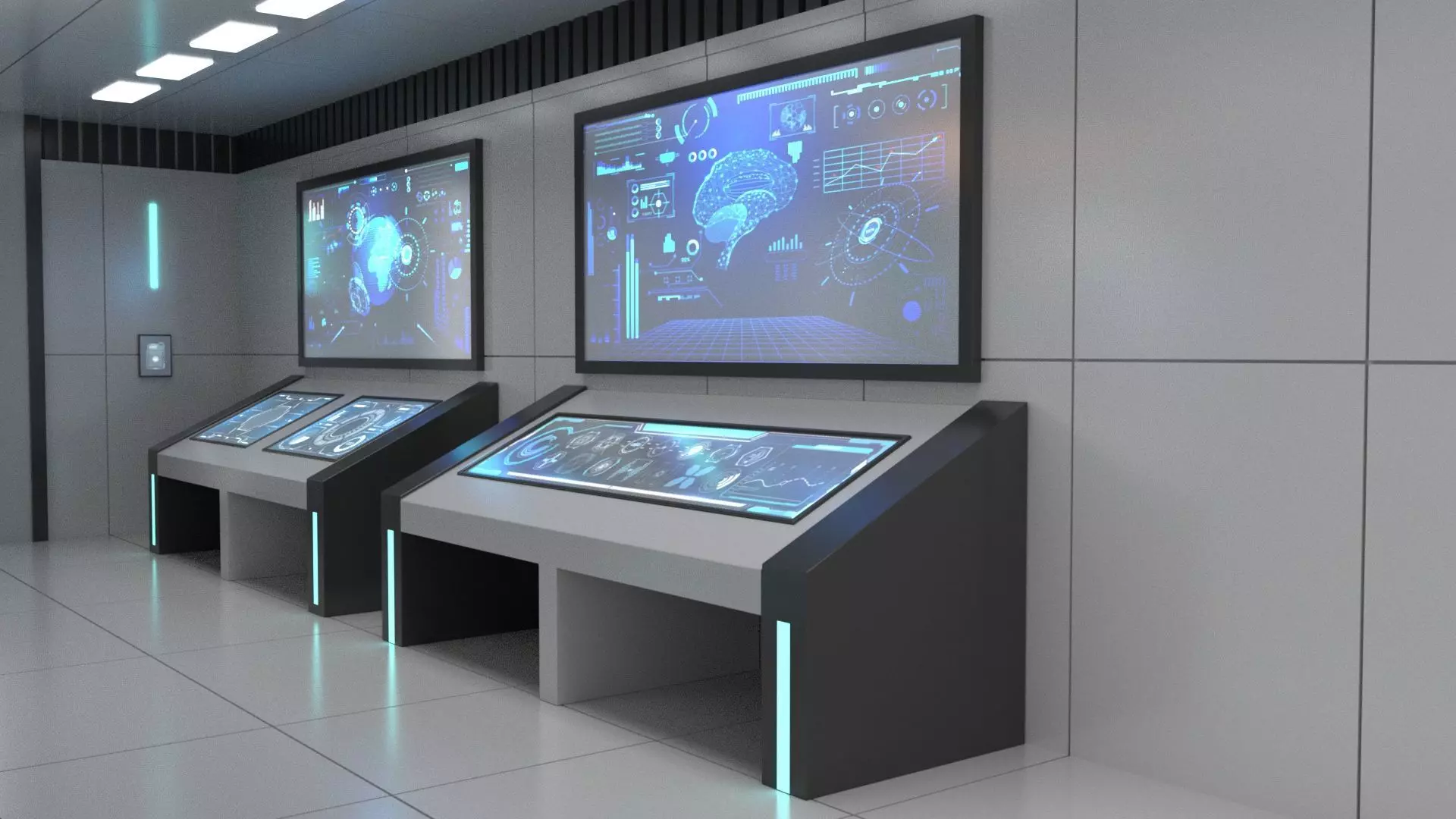 Sci Fi Futuristic Control Room Low-poly 3D model_1