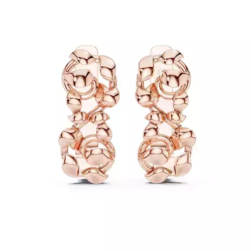 Leaf Plain Gold Hoops Earrings 3dm stl renders animation