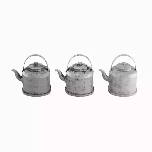Used Iron Kettle Set Low-poly 3D model