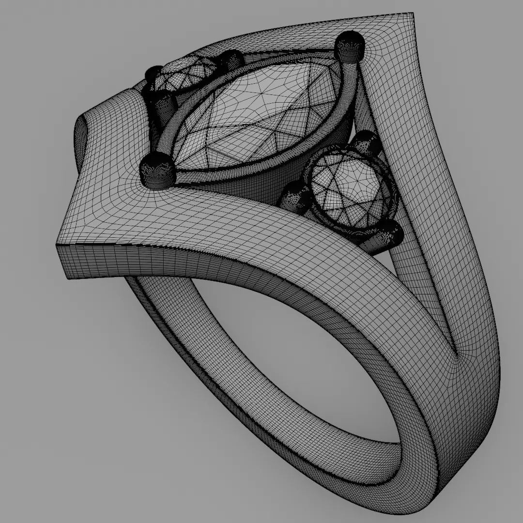 Noctis Argentum 3D Model of a Silver Ring with Onyx and Diamonds 3D model_17