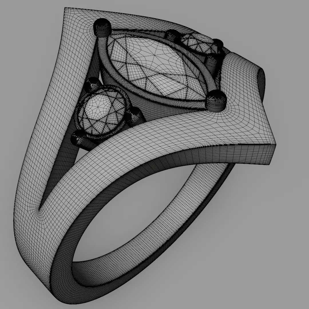 Noctis Argentum 3D Model of a Silver Ring with Onyx and Diamonds 3D model_18