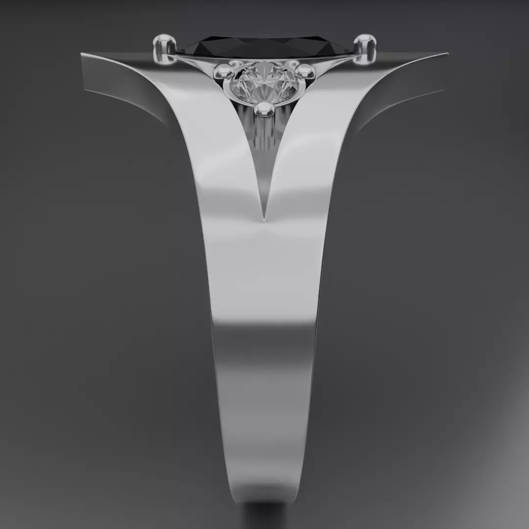 Noctis Argentum 3D Model of a Silver Ring with Onyx and Diamonds 3D model_3