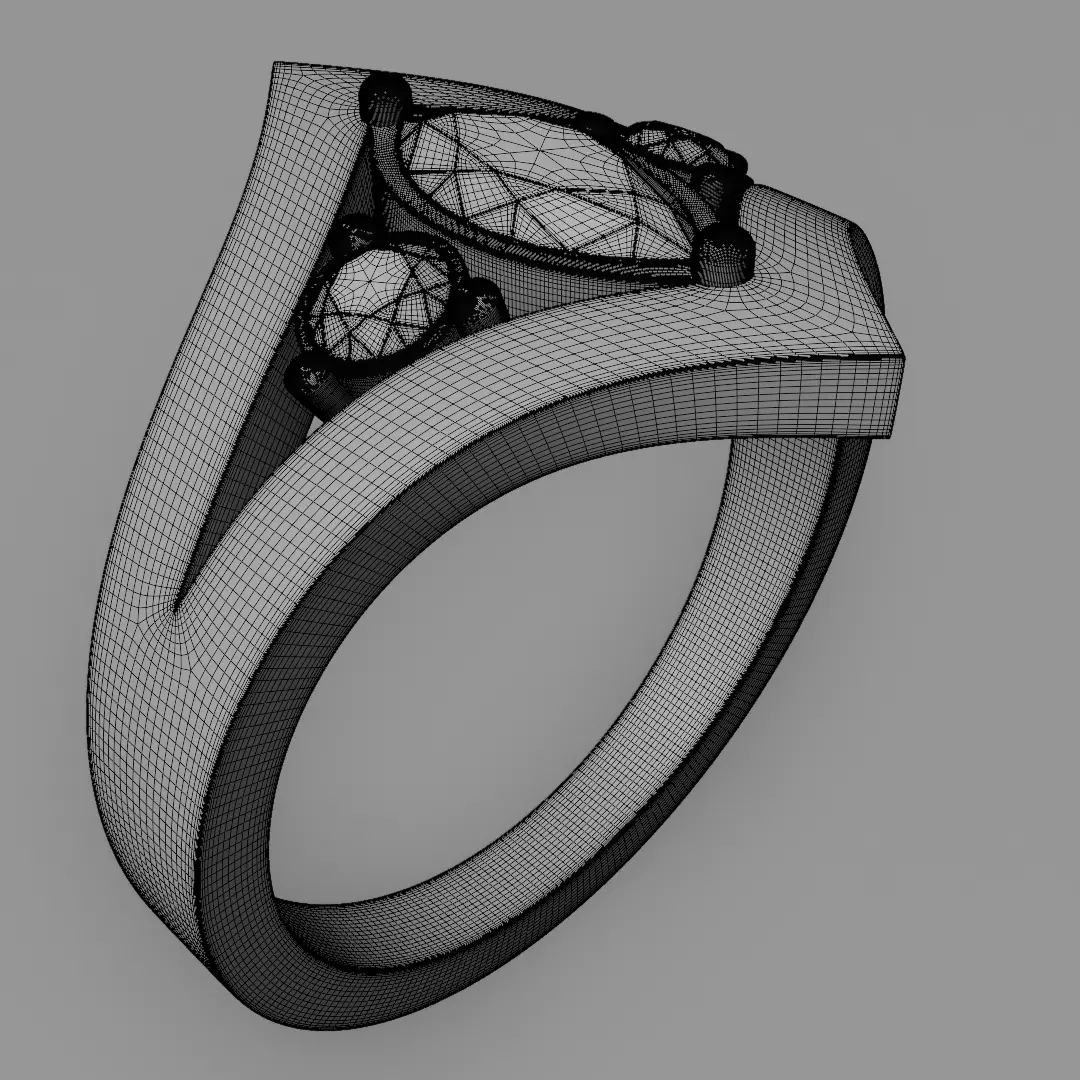 Noctis Argentum 3D Model of a Silver Ring with Onyx and Diamonds 3D model_11