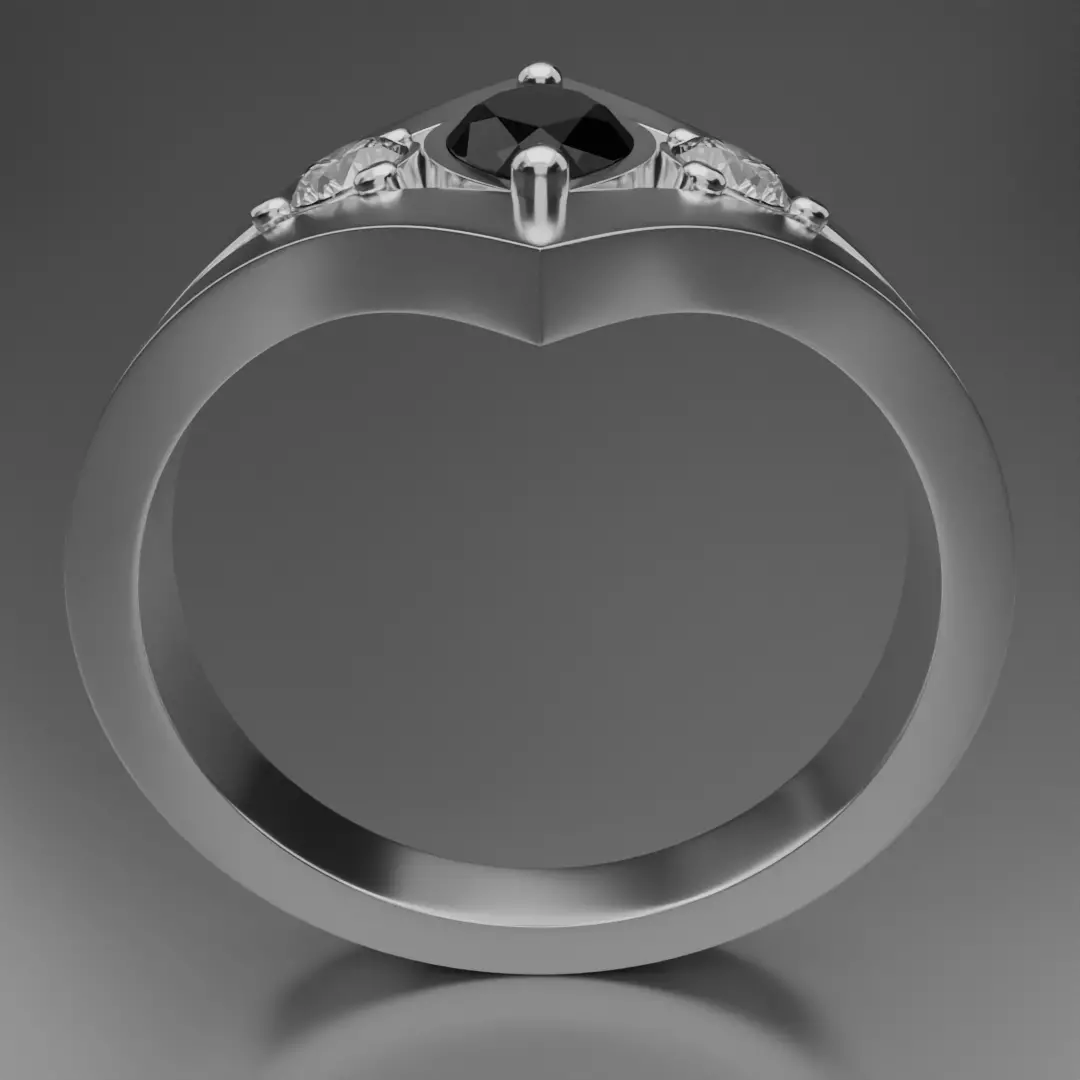 Noctis Argentum 3D Model of a Silver Ring with Onyx and Diamonds 3D model_1