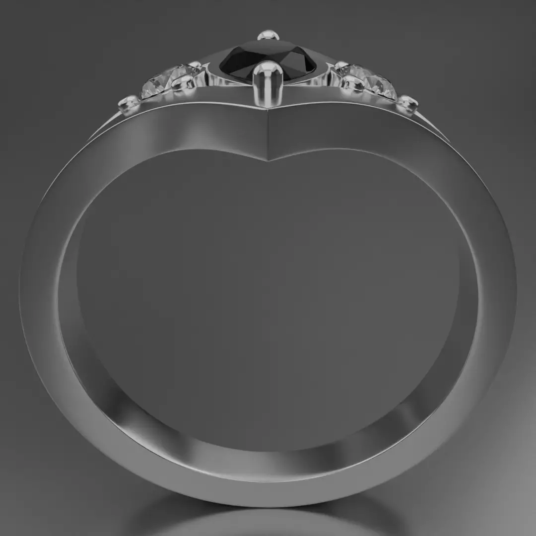 Noctis Argentum 3D Model of a Silver Ring with Onyx and Diamonds 3D model_5