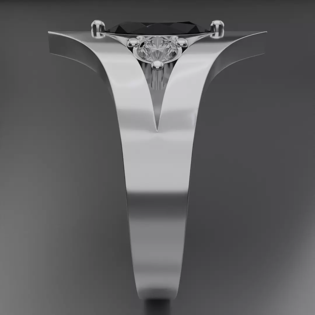 Noctis Argentum 3D Model of a Silver Ring with Onyx and Diamonds 3D model_4