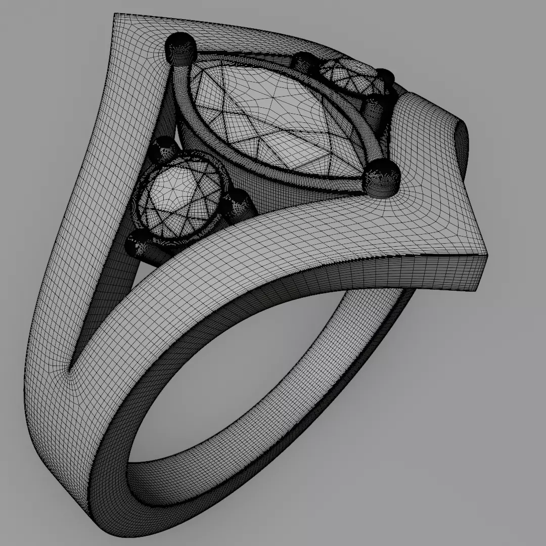 Noctis Argentum 3D Model of a Silver Ring with Onyx and Diamonds 3D model_20