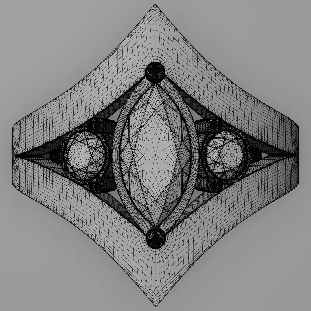 Noctis Argentum 3D Model of a Silver Ring with Onyx and Diamonds 3D model_13