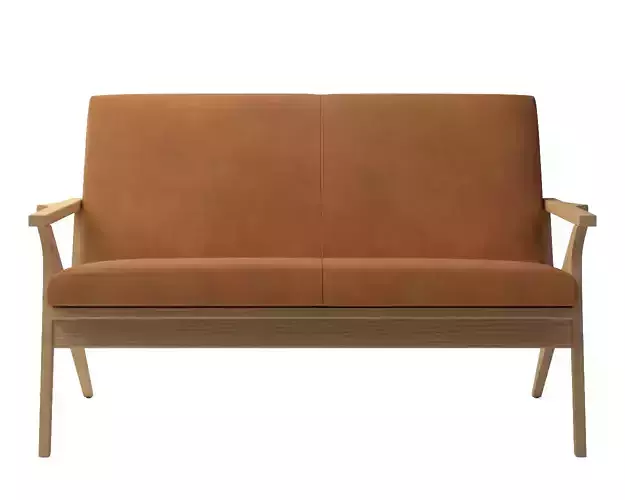Cavett Ash Wood Leather Loveseat 3D model