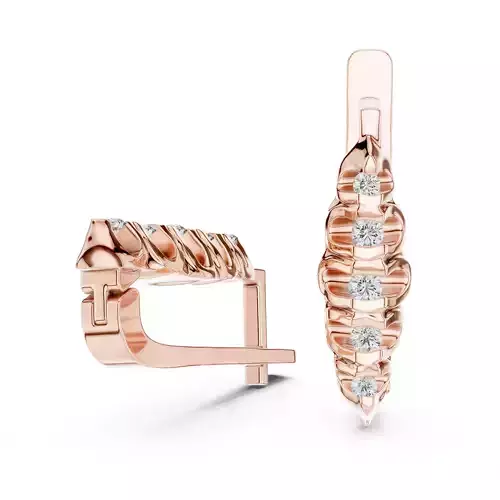 Leaf Diamond Hoops Earrings 3dm stl renders animation