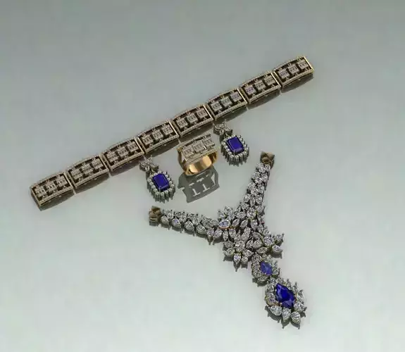 Full Set Jewelry - Royal Ensemble for her 3D print model Full Set Jewelry - Royal Ensemble for her 3D print model