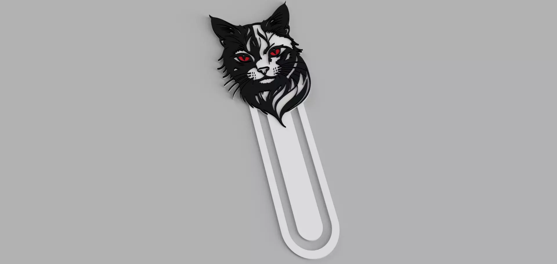 Cat Head Red Eyes Halloween Bookmark Free 3D print model_1