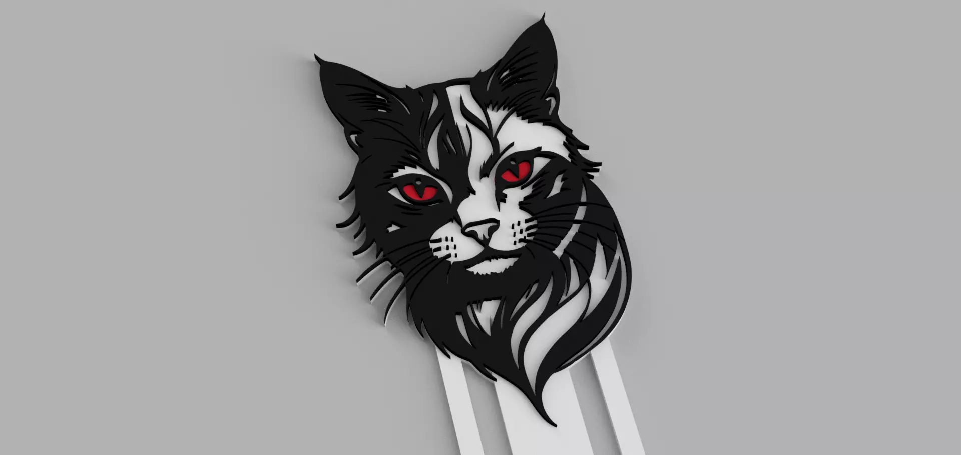Cat Head Red Eyes Halloween Bookmark Free 3D print model_2
