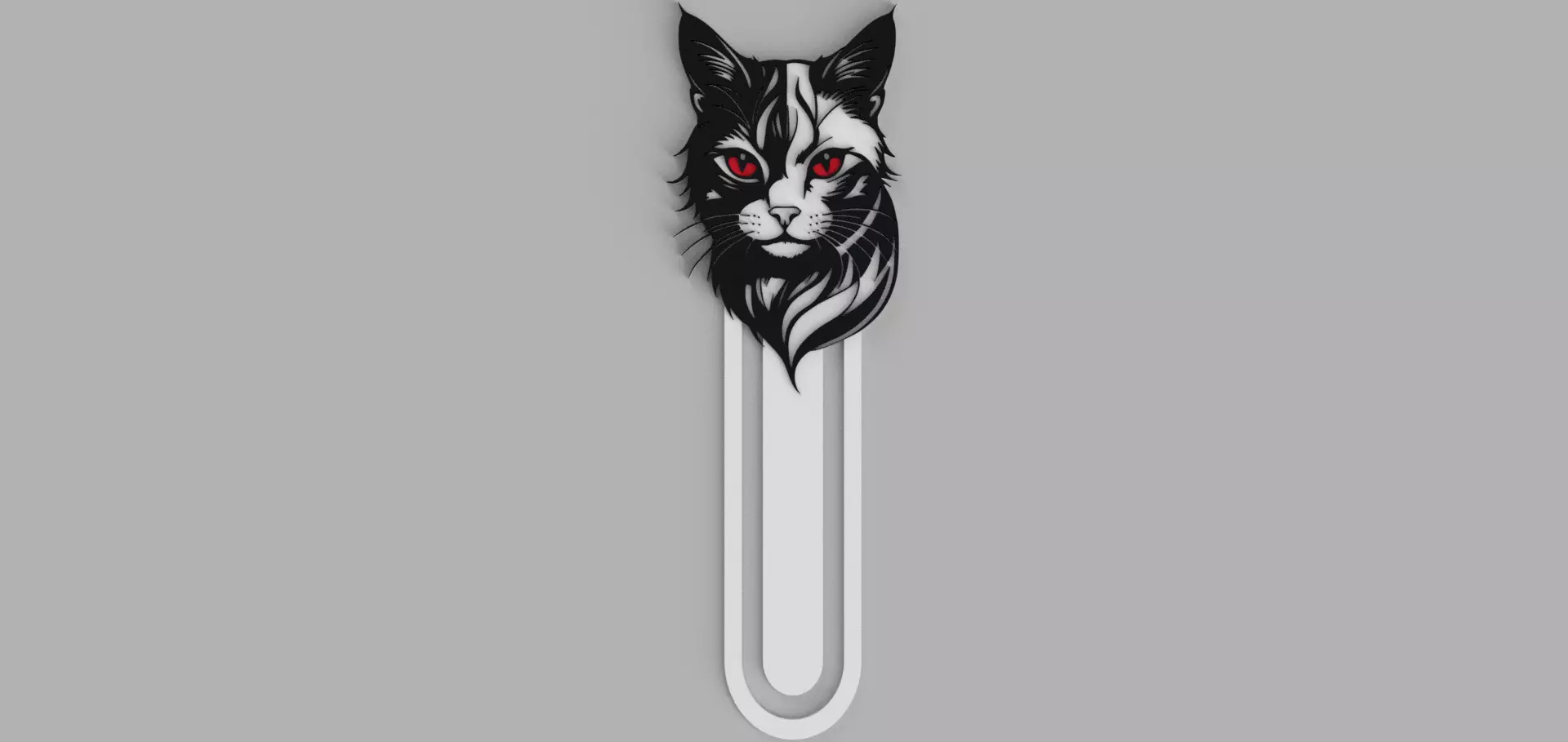 Cat Head Red Eyes Halloween Bookmark Free 3D print model_0